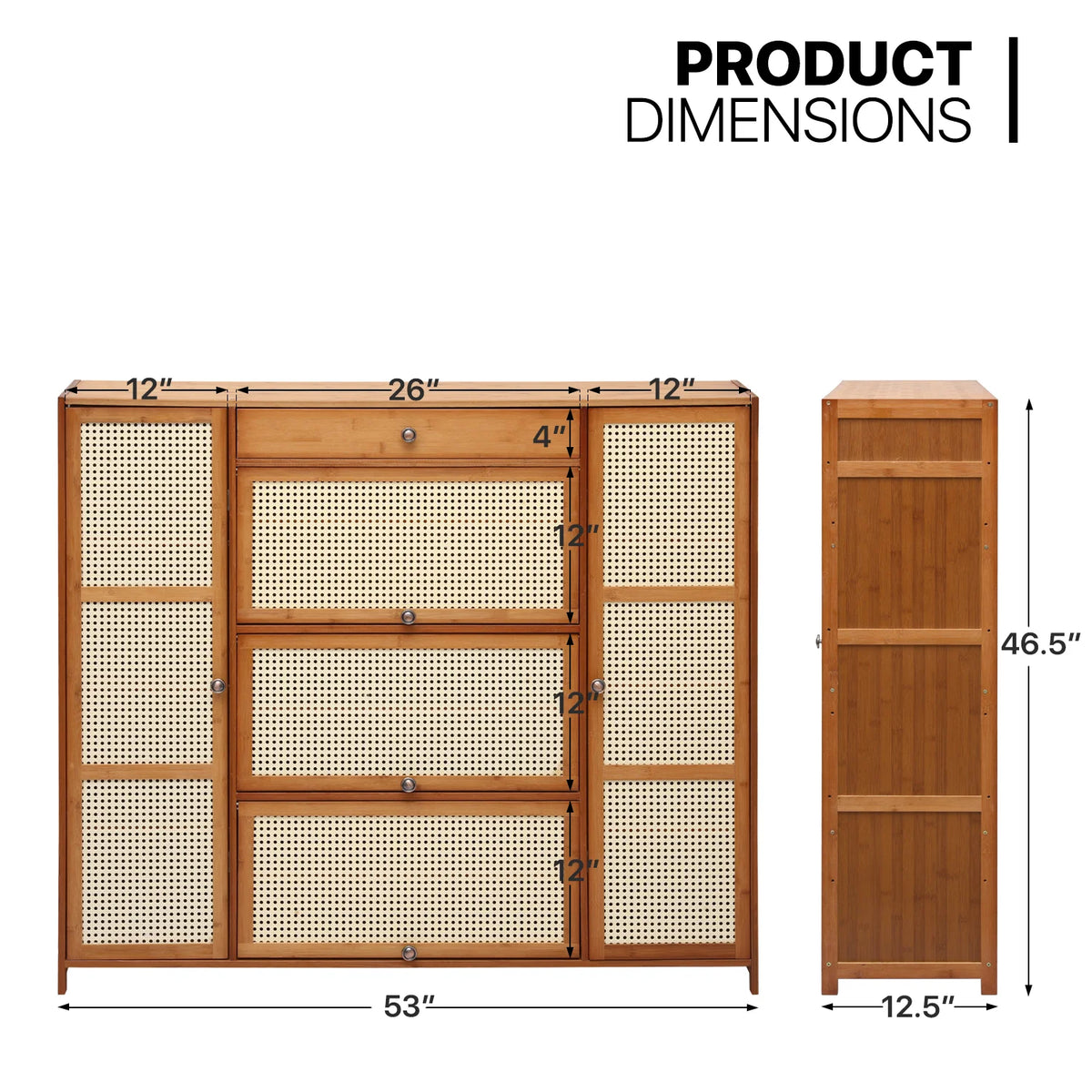6-Tiers Rattan Shoe Storage Cabinet with Drawer, 32 Pairs, 8 Boots Compartments, Brown E571085