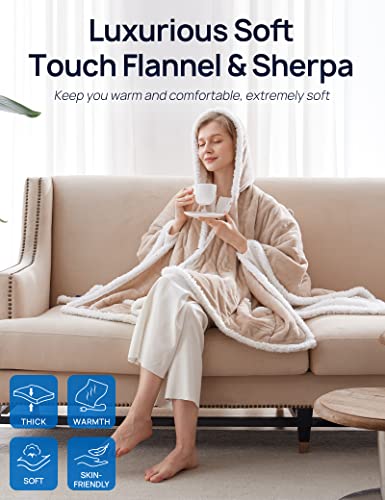 Light Grey 50 x 60 Inch Wearable Heated Throw Blanket D69393