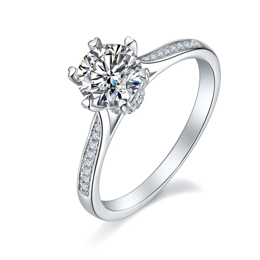 1 Carat Moissanite Engagement Ring 925 Sterling Silver Round Cut Q249