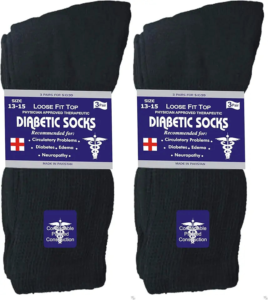 Cotton Crew Length Diabetic Socks 6 Pairs A784485