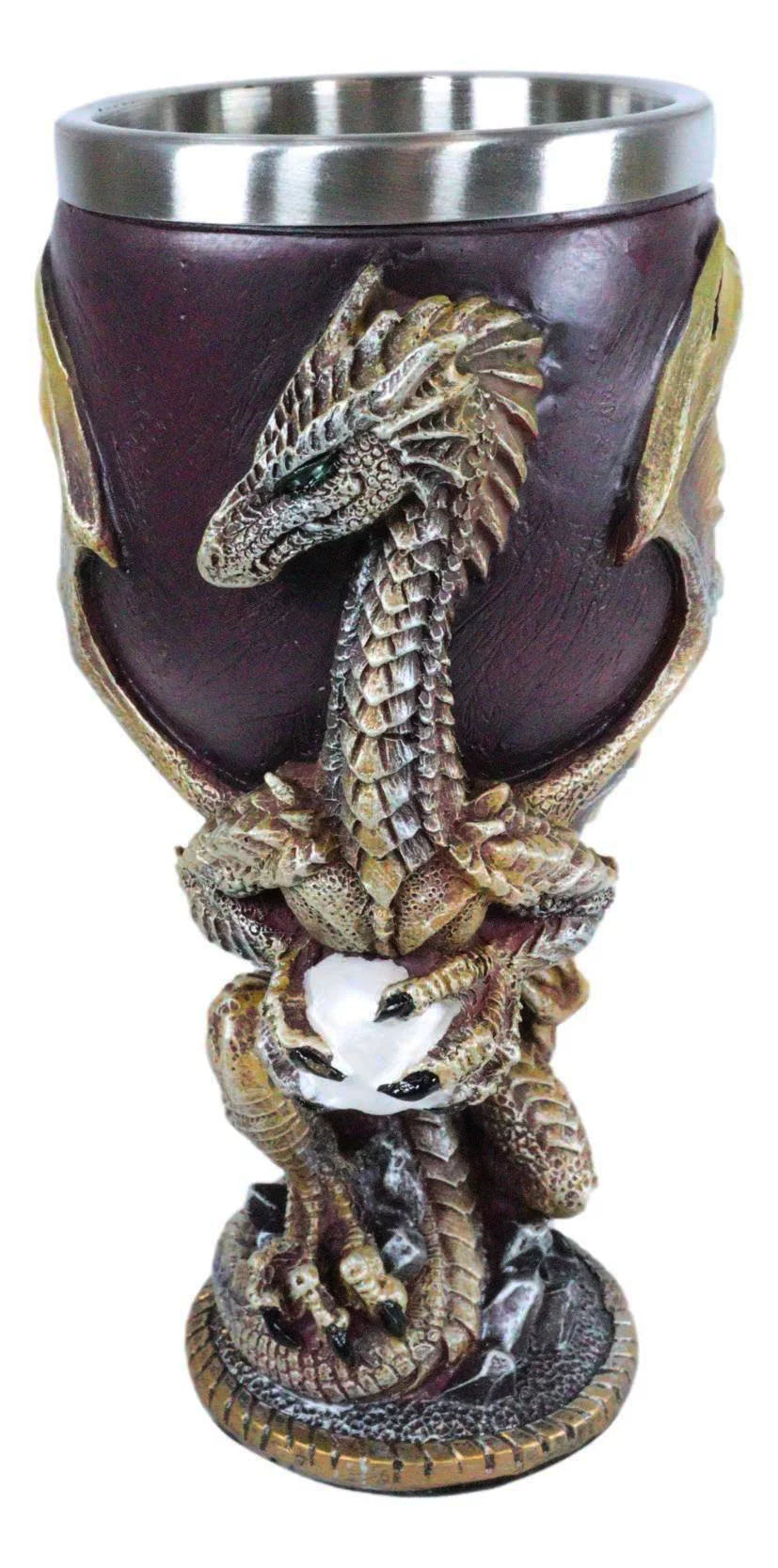 Maroon And Gold Dragon Wine Goblet 5oz H76501