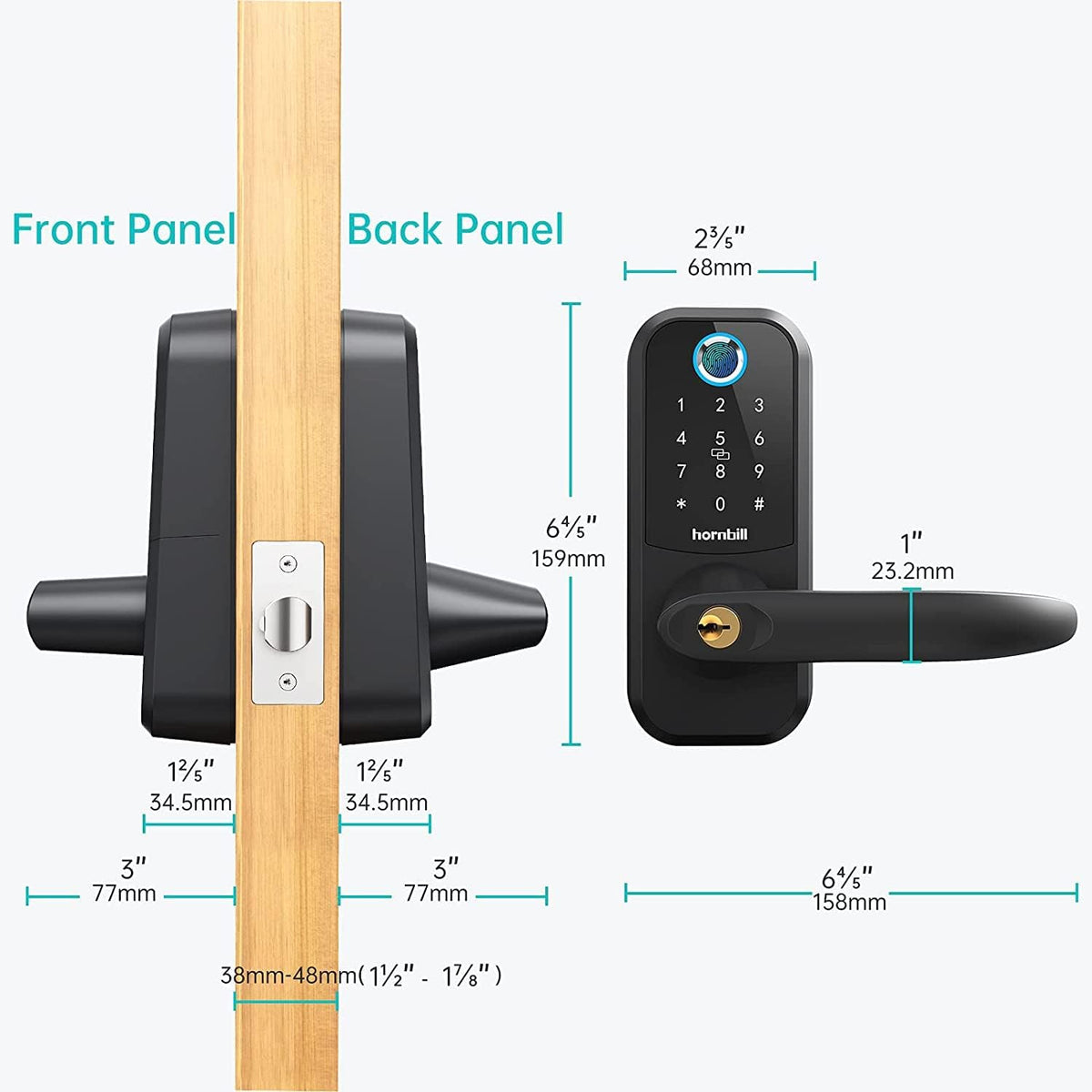 Fingerprint Door Lock Keyless Entry Bluetooth Keypad Lock with Reversible Handle W901