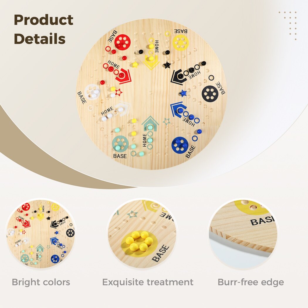 Double-Sided Marble Board Game with 36 Marbles & 8 Dices O359