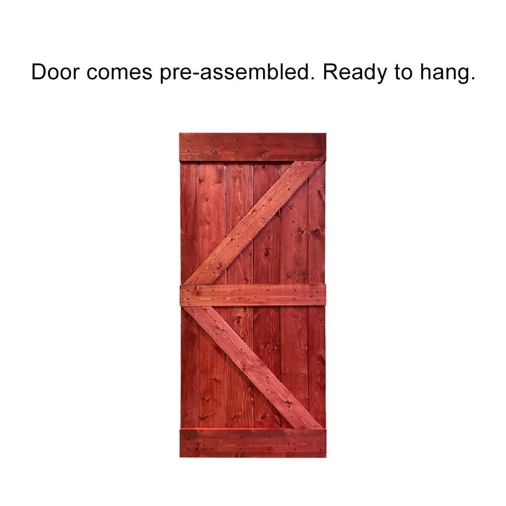 Red Walnut Stained Solid Pine Wood Interior Sliding Barn Door Slab G2905
