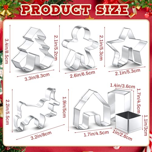 7 Pcs Stainless Steel Christmas Mug Topper Cookie Cutters F634