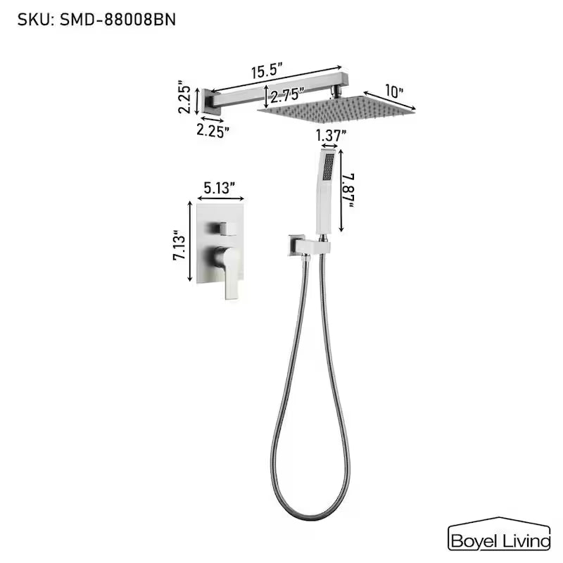 10 in. Wall Mount Dual Shower Heads with 2.5 GPM B40498