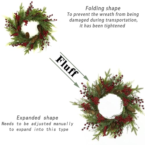 Artificial Christmas Wreaths with Berry Pine Cones Pine Needles W712183