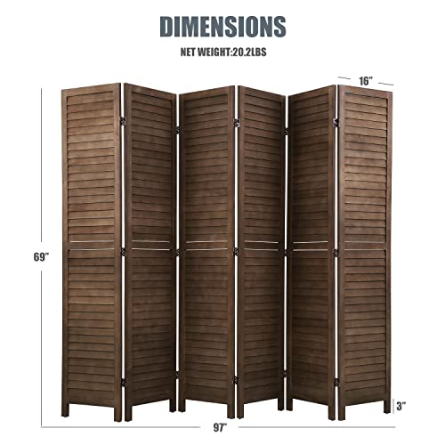 4 Panel 5.75FT Wooden Folding Room Divider W708874