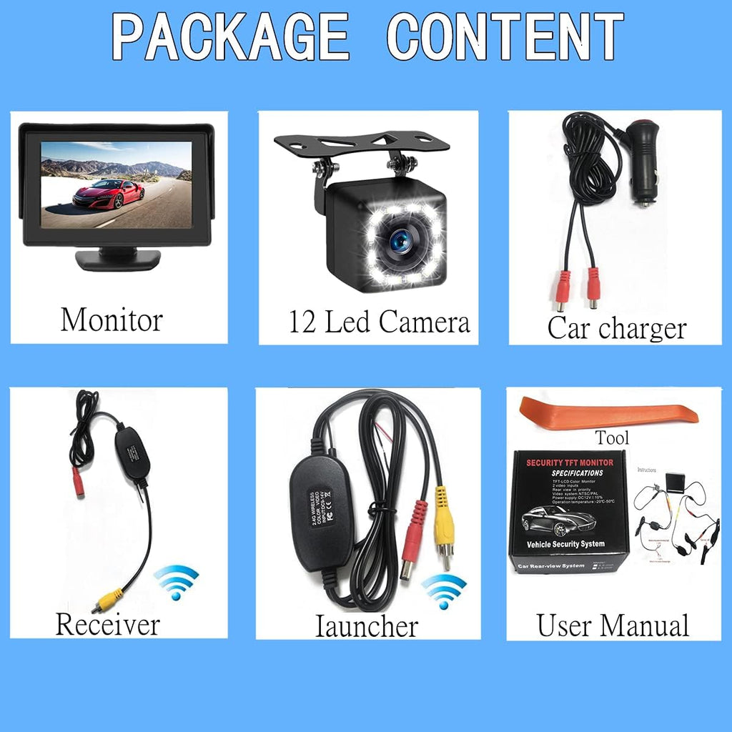 Wireless Backup Camera 4.3 Inch FHD 1080P Waterproof Reversing Camera Pack of 2 U395882