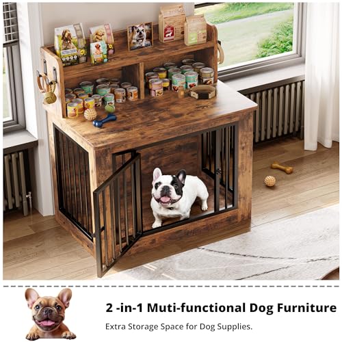 Extra Large Wooden Dog Crate with Storage T15350