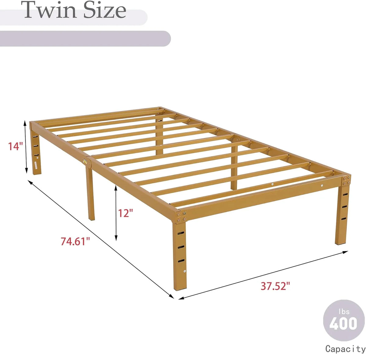 Twin Size 14 Inch Metal Platform Bed Frame J285724