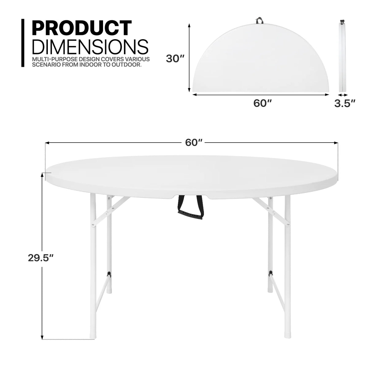 7 Pieces 5 FT Folding White Round Table and Chair Set Q863