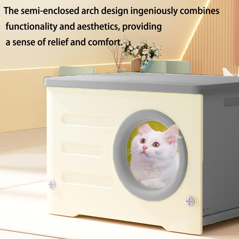 Gray Plastic Cat House with Cat Bed Mat V4766