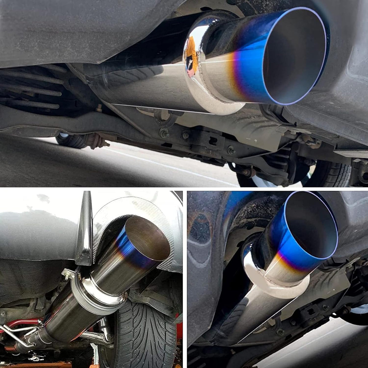 Stainless Steel Exhaust Tip, 15" Length, 2.25'' Inlet 3'' Outlet, Pack of 2 X9412