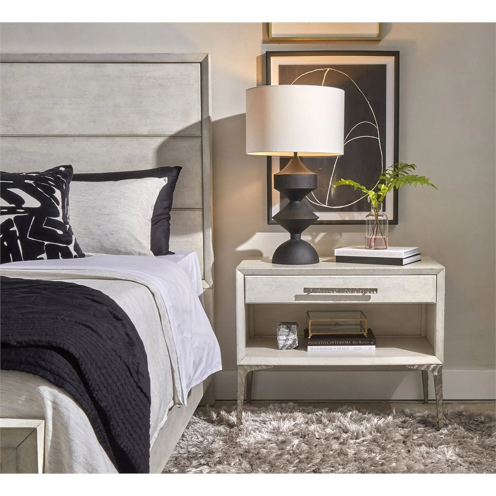 White 1-Drawer Solid Wood Metal Accent Nightstand C8718