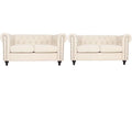 2 Piece Microfiber Loveseat Set in Cream S992