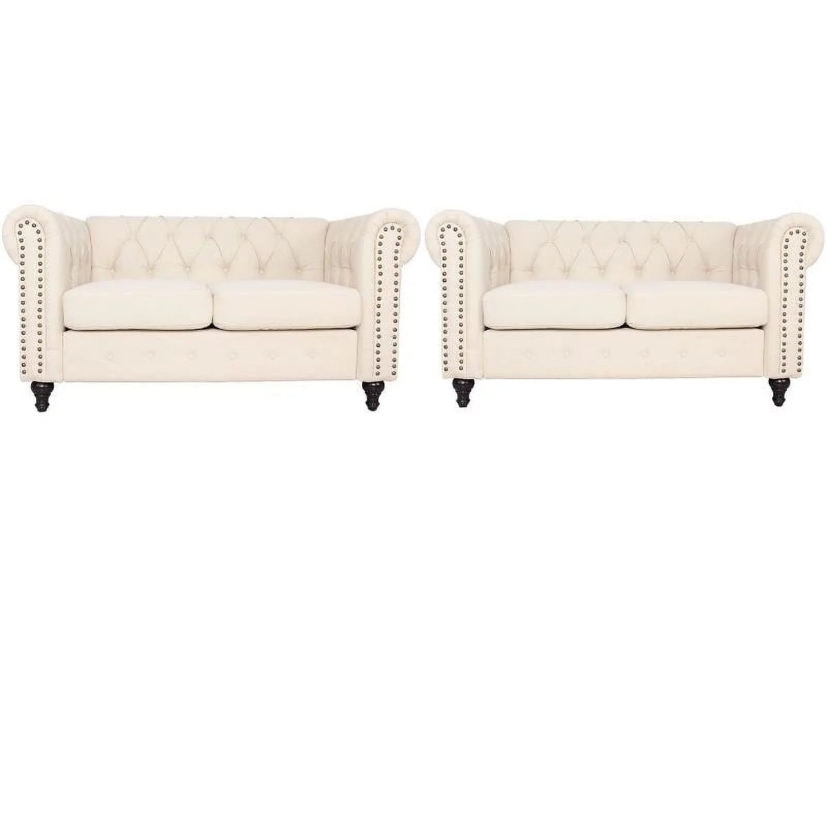2 Piece Microfiber Loveseat Set in Cream S992