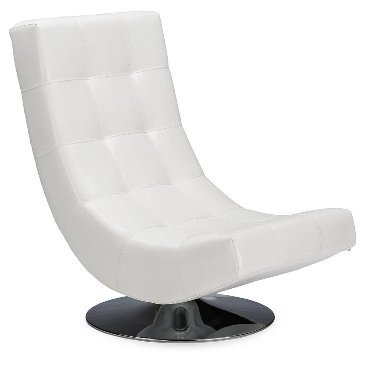 White Faux Leather Swivel Chair with Metal Base S4547