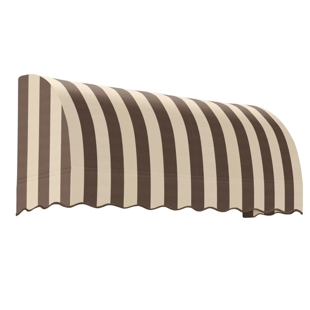 10.375 ft Fixed Awning Acrylic Fabric, Brown/Tan Stripe O596194