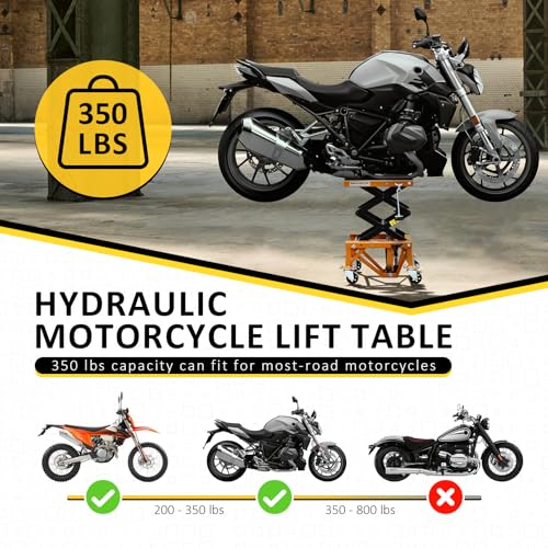 Hydraulic Motorcycle Lift Table, 350 LBS Heavy Duty Scissor Jack Stand with Wide Deck N1650