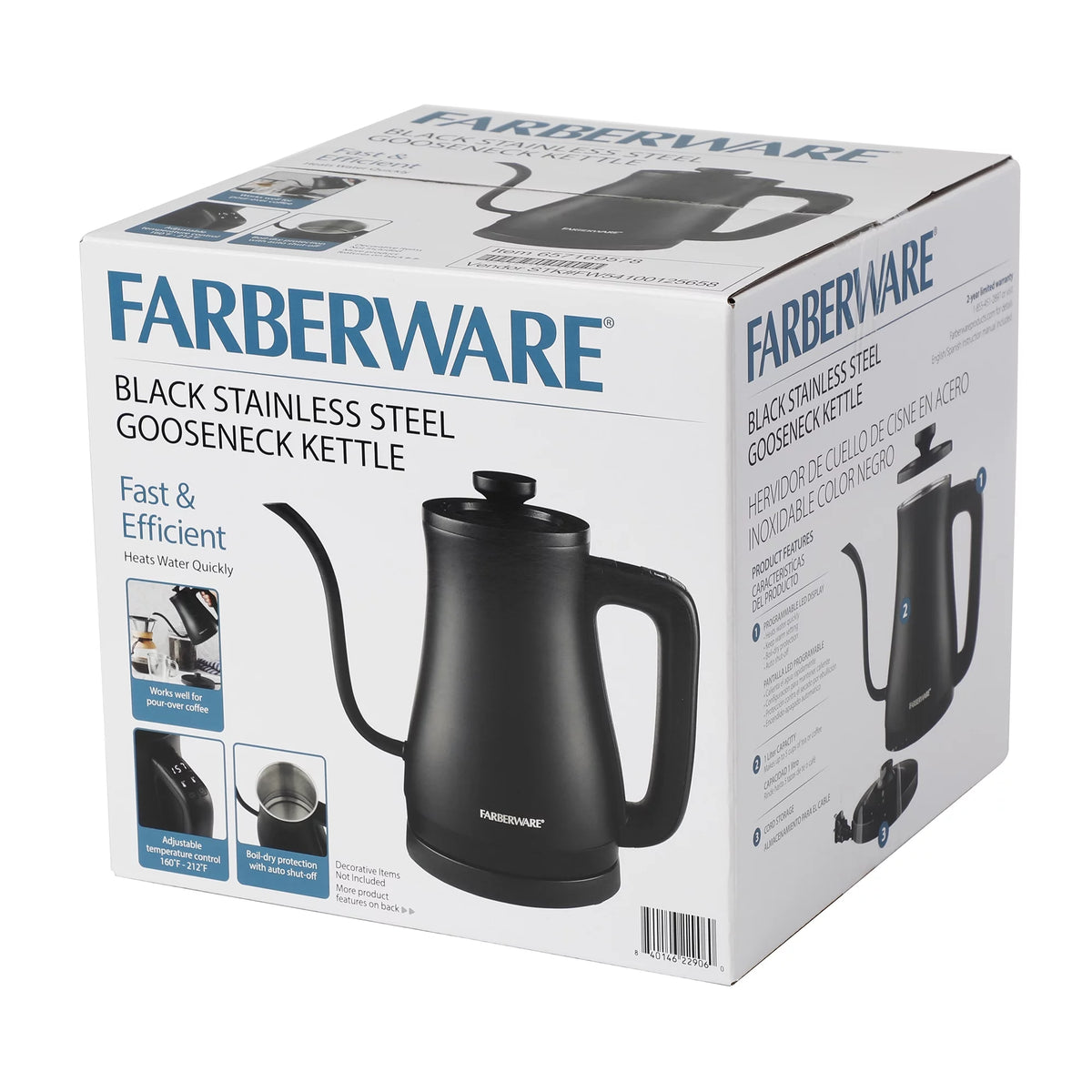 Black 1 Liter Gooseneck Electric Kettle Q8169