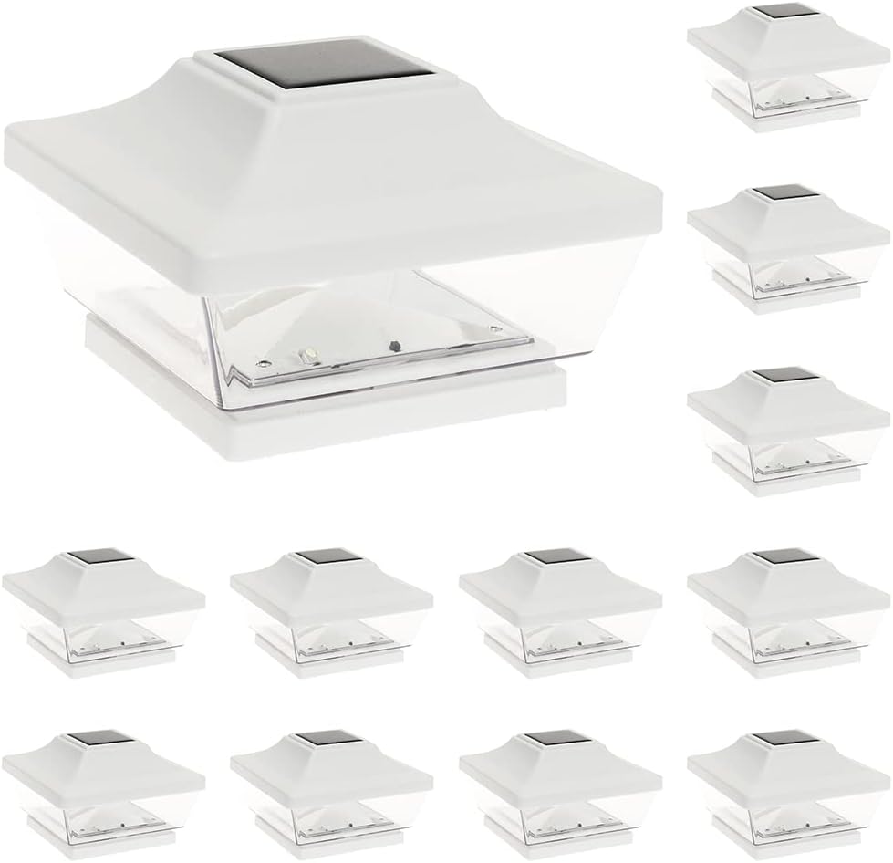 4 Pack Solar LED Post Cap Light with Post Adapter (White) U653422