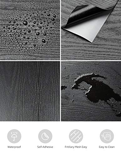 Black Wood Wallpaper Self-Adhesive Contact Paper V164946