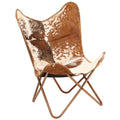 Brown and White Genuine Goat Leather Butterfly Chair V23181