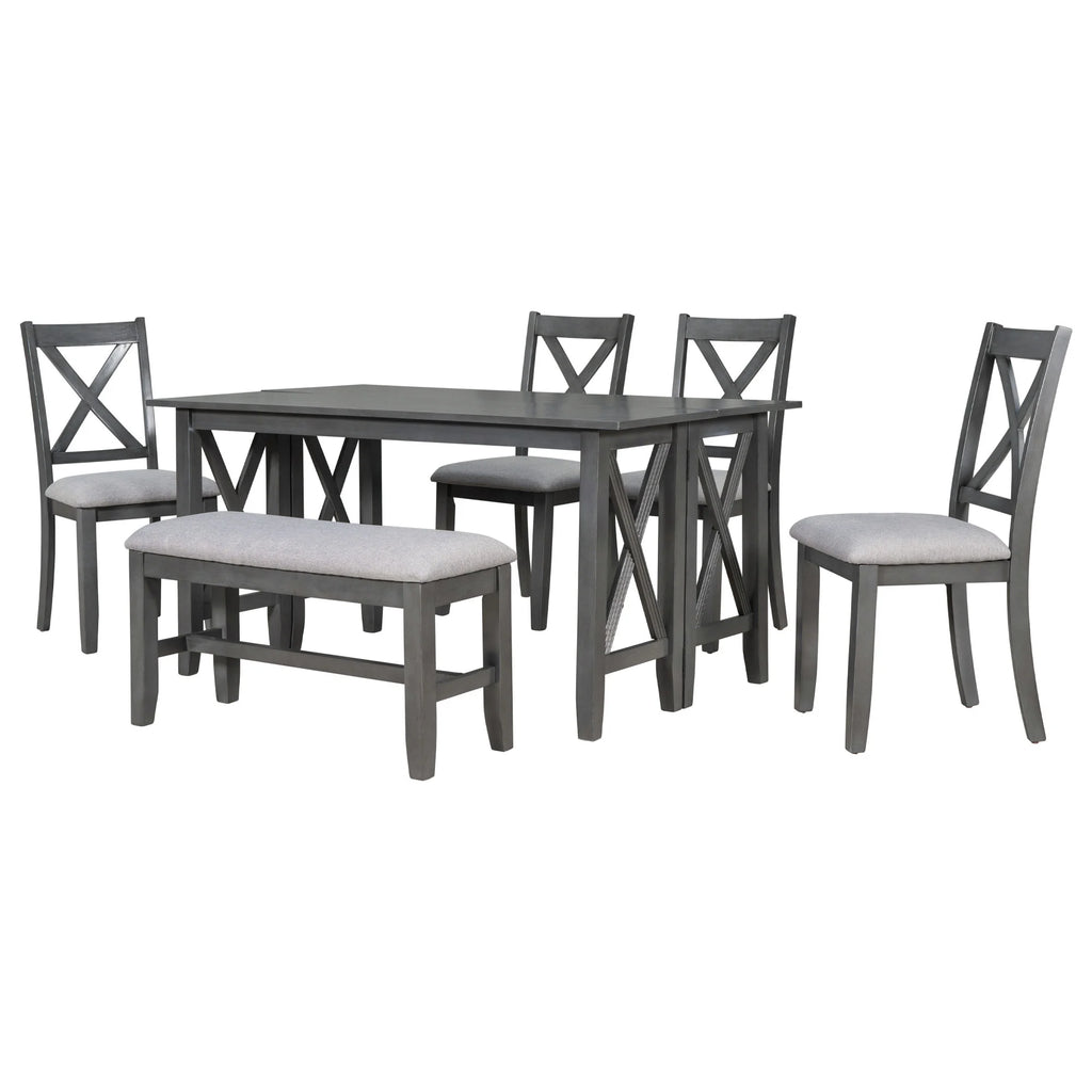 Gray Foldable Dining Table Set for 6 W5565