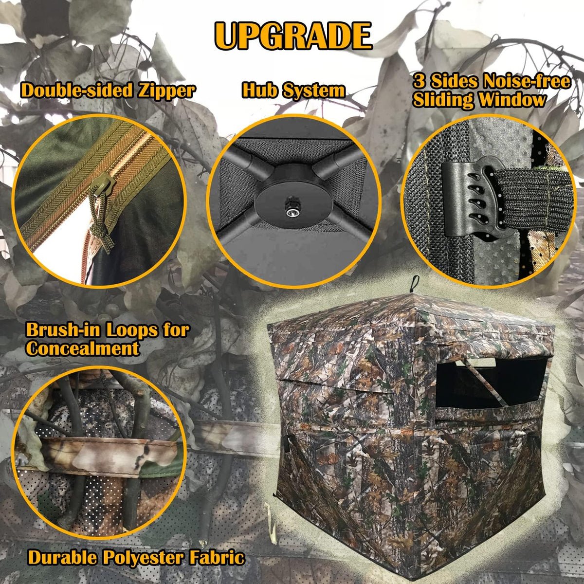 Portable 3 Person 270° See Through Ground Camouflage Hunting Blind Tent C59634