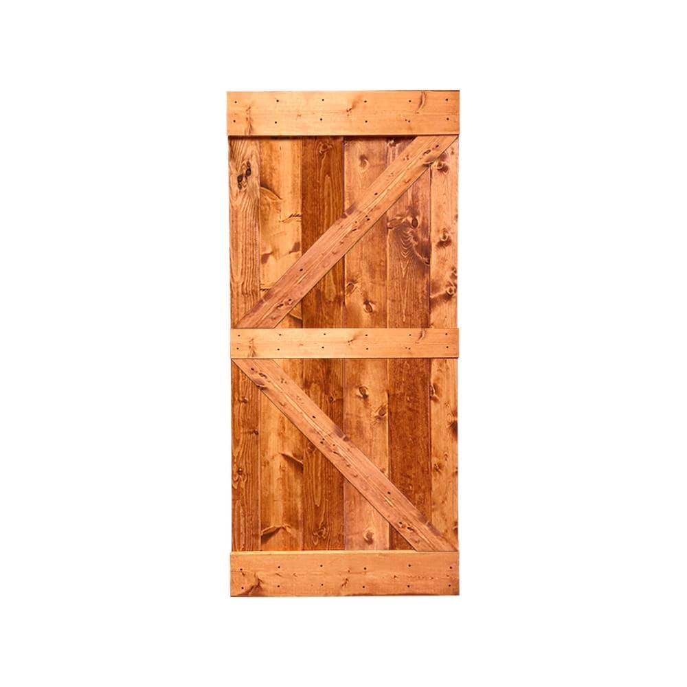 Red Walnut Stained Solid Pine Wood Interior Sliding Barn Door Slab G2905