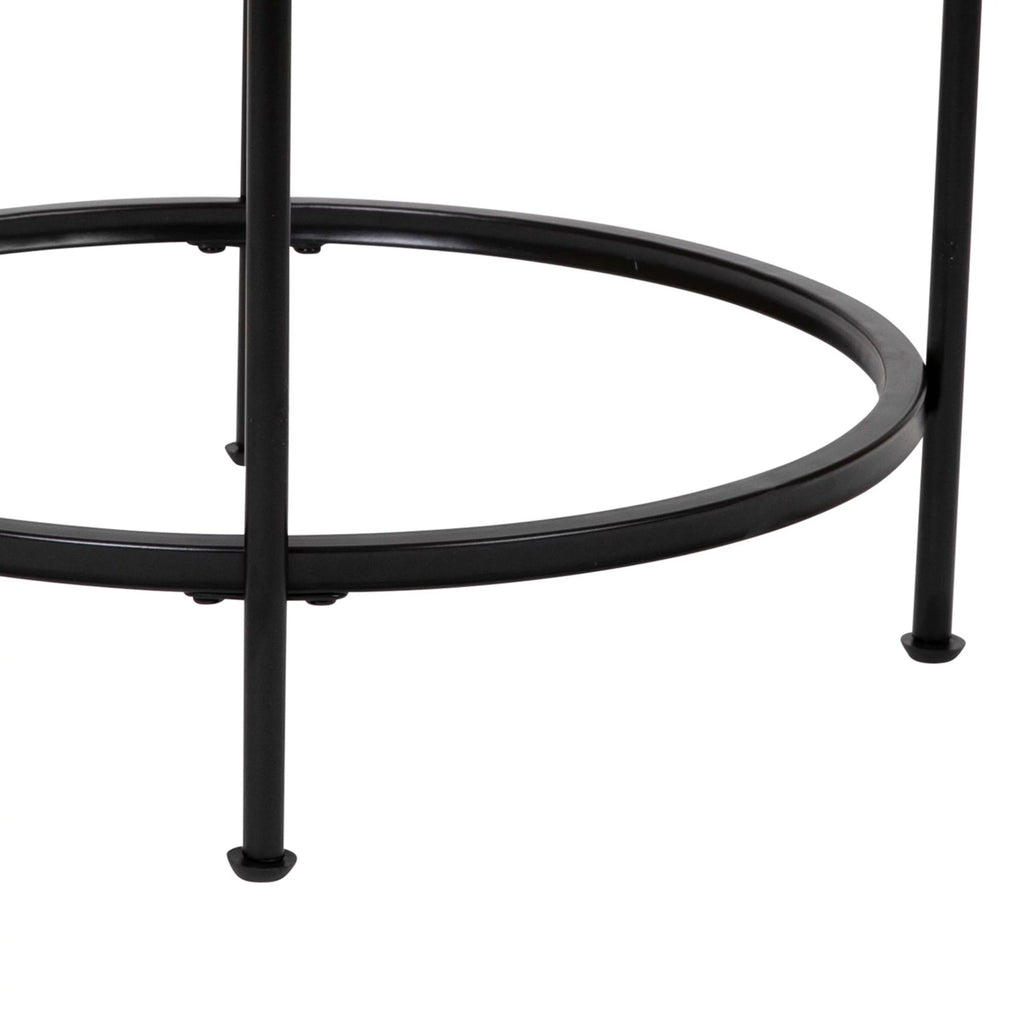 Round Glass End Table with Black Frame E438