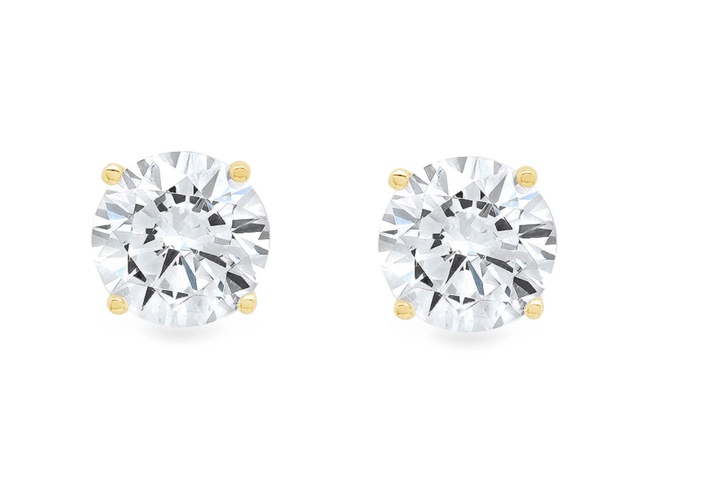 18k Yellow Gold Blue Moissanite Stud Earrings O7800