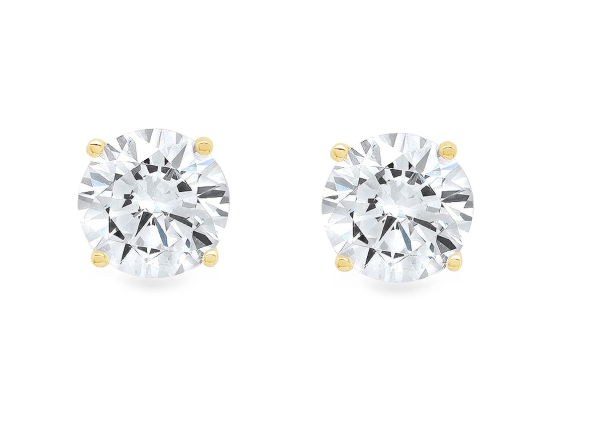 18k Yellow Gold Blue Moissanite Stud Earrings O7800