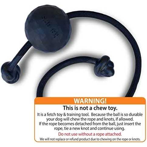 Solid Rubber Dog Ball on a Rope Tug Toy L6979