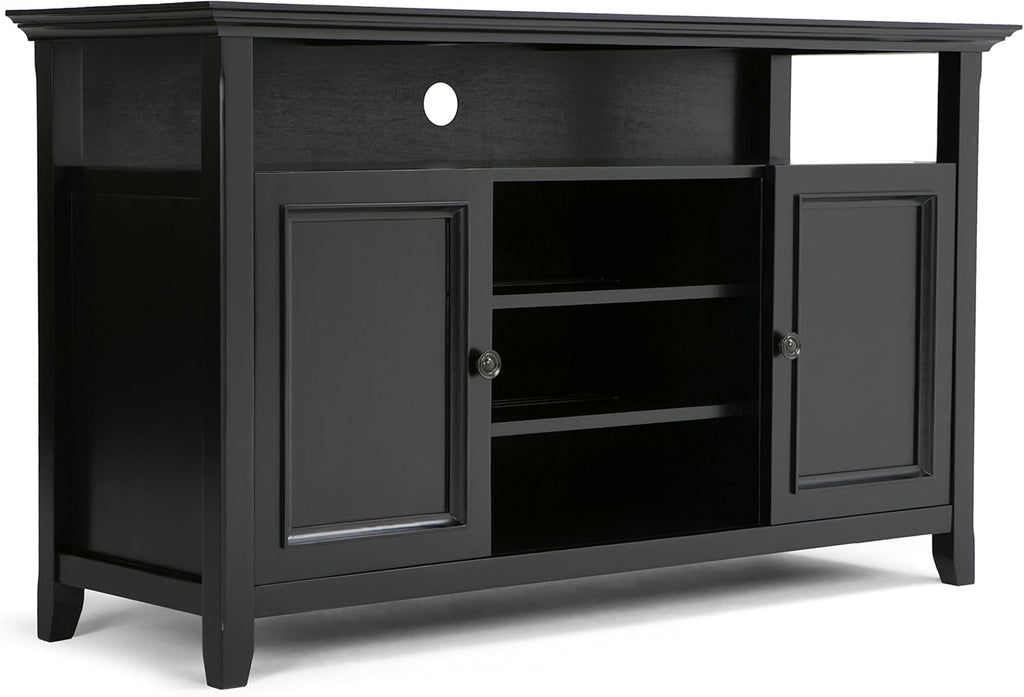 Solid Wood TV Media Stand with Storage Cabinet and Shelves N120652