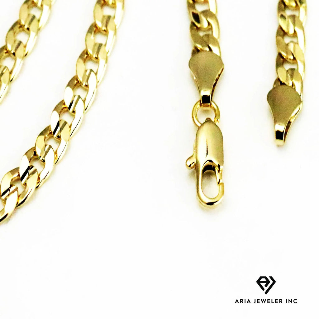 14k Bonded Gold Necklace with Oval Rose Pendant, 14K Cuban Chain Necklace R5124