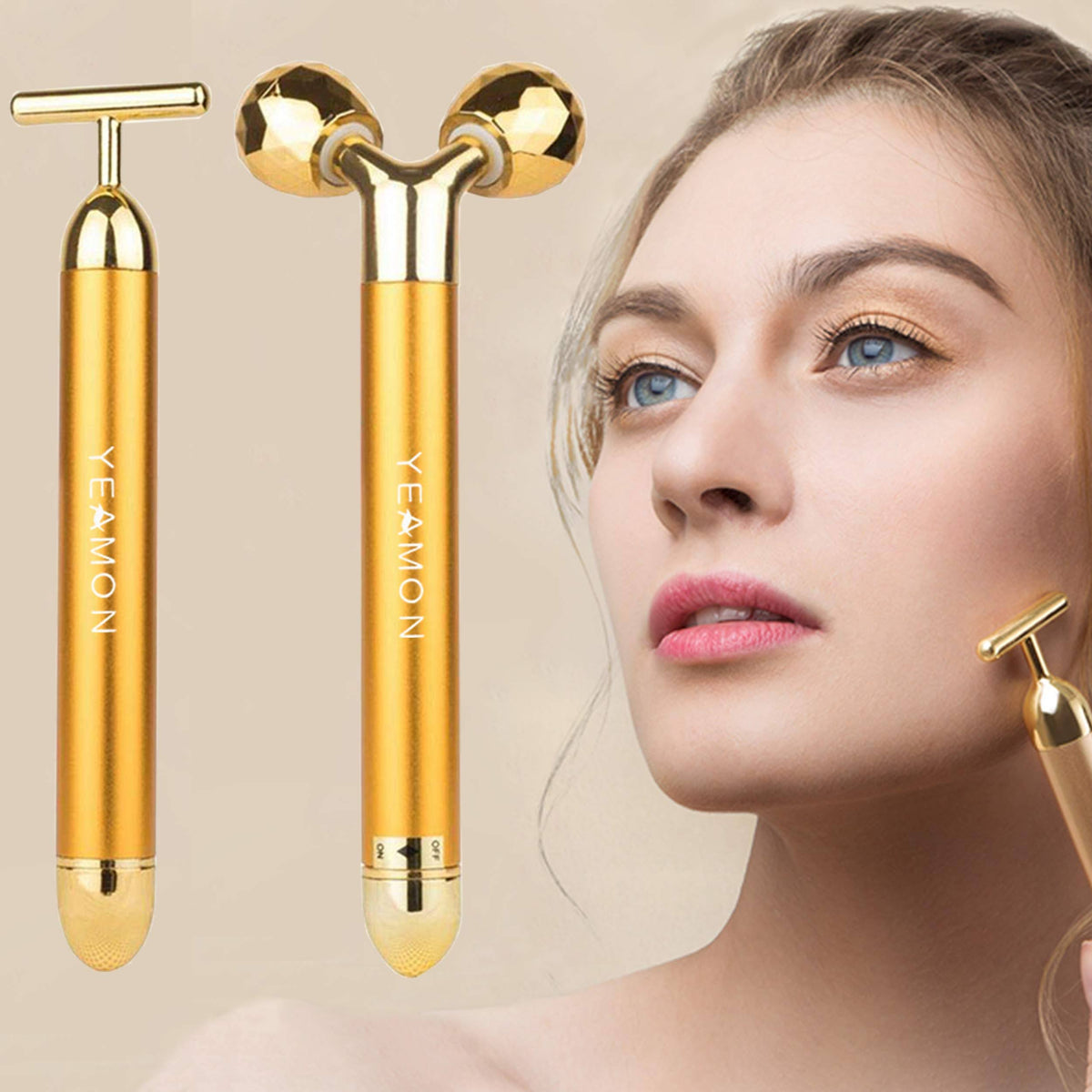 2-in-1 24K Golden Pulse Facial Face Massager C3812