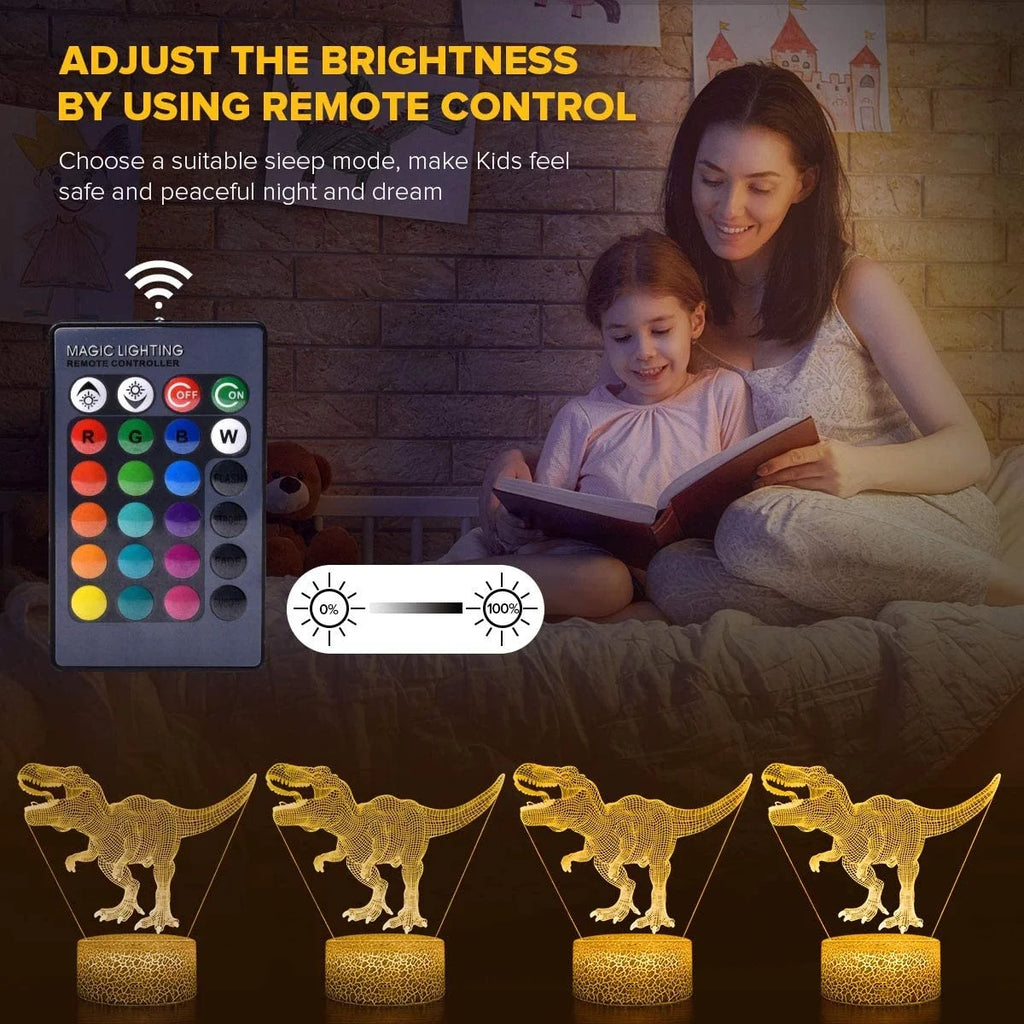 3D Dinosaur Night Light with Remote & Touch, 7 Colors + 16 Colors Changing Dimmable G287