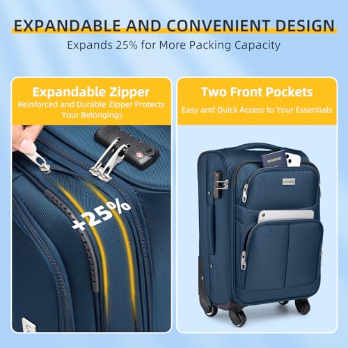 3 Piece Expandable Softside Luggage Set with TSA Lock Spinner Wheels W292765