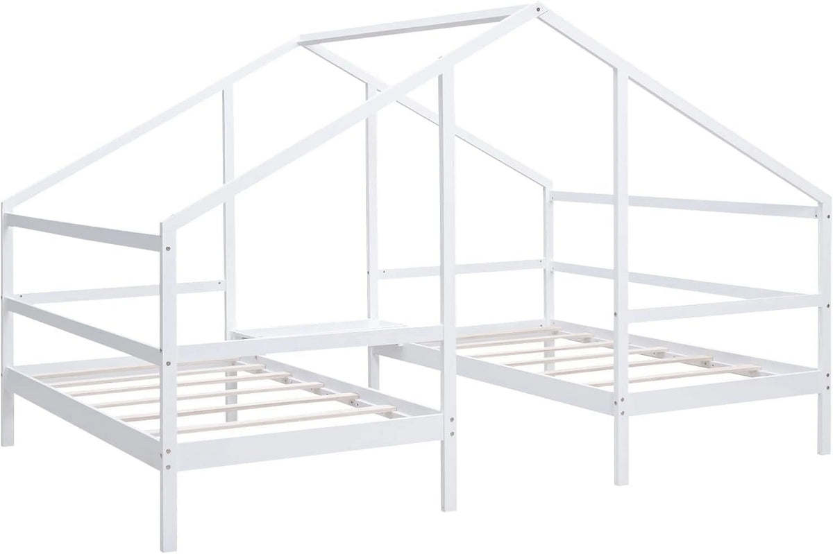 Solid Wood White Kids Bed Frame with Rails P231