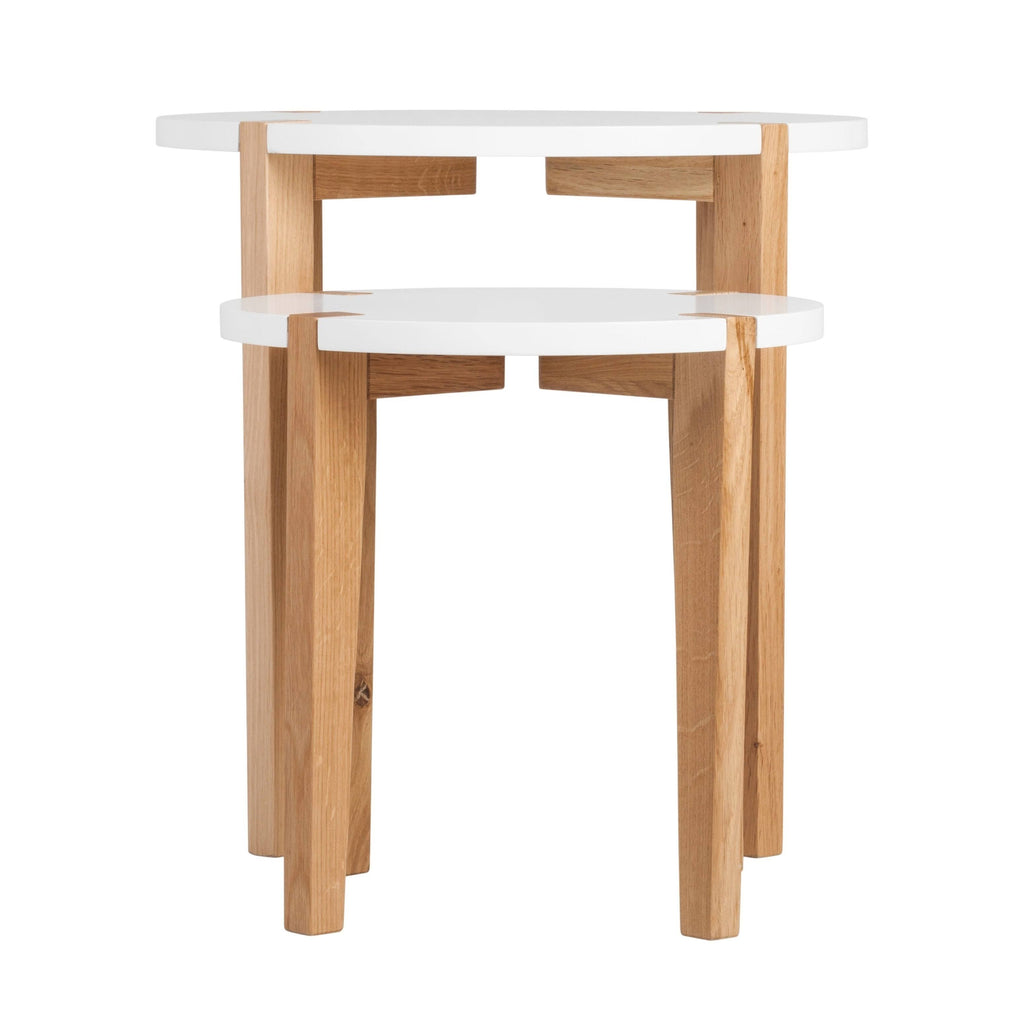 White Oak Round Nesting Side Tables (Set of 2) R317907
