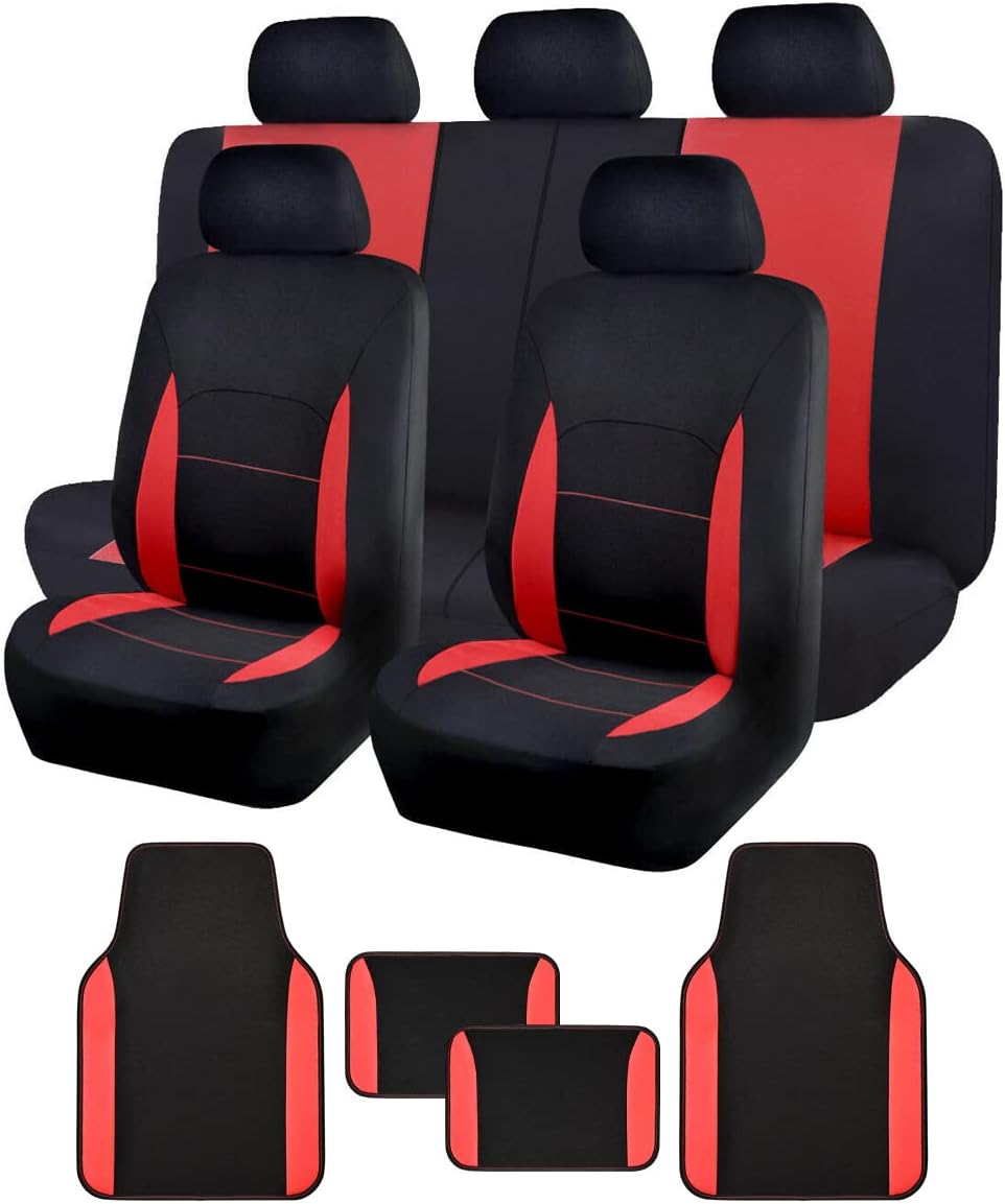 Black Purple Polyester Car Seat Covers Full Set Low Back Pack of 2 H6740