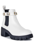 Rhinestone Chain Lug Sole Chelsea Booties E431