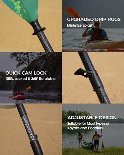 Adjustable Carbon Shaft PP Blade Kayak Paddle R31209