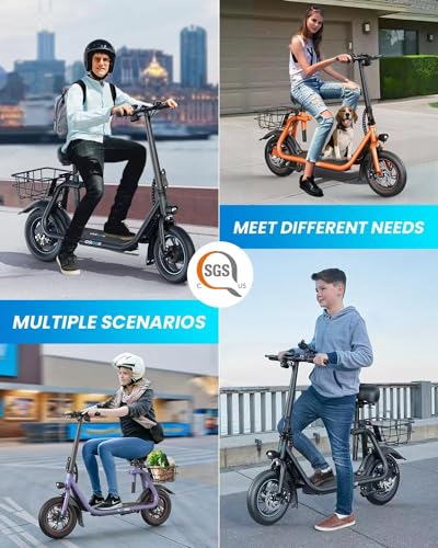 Electric Scooter with Seat, 450W Motor, Foldable D372