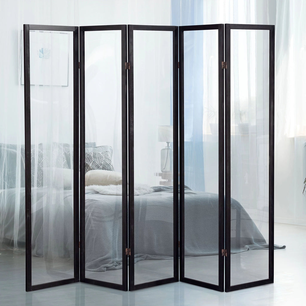 6 ft. Tall Black 5 Panel Screen D677661