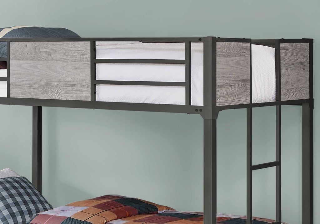 Grey Dark Grey Metal Bunk Bed Twin Size G1403
