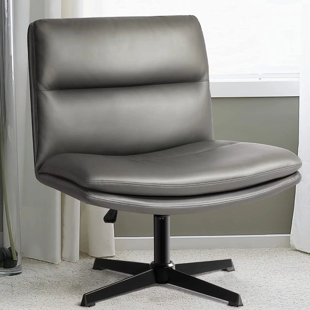 Grey PU Leather Armless Swivel Desk Chair H5728