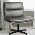 Grey PU Leather Armless Swivel Desk Chair H5728